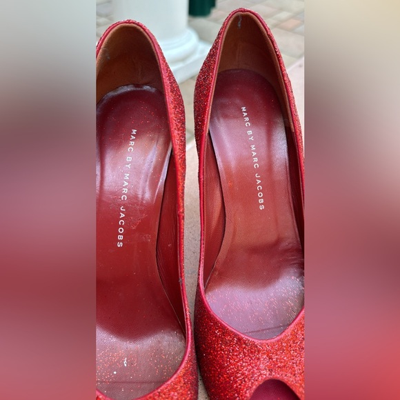 Wizard of oz Dorothy red glitter heels cosplay Marc Jacob’s peep toe kitten heel - Picture 4 of 6